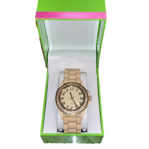 2/$30 JCPenney Nude Gold and Rhinestone Silicone Band Watch